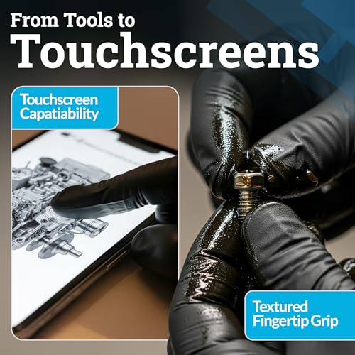 Hand-E Touch Black Nitrile Black Disposable Gloves Large, 200 Count - BBQ, Tattoo, Hair Dye, Cooking, Mechanic Gloves - Powder and Latex Free - style: Large