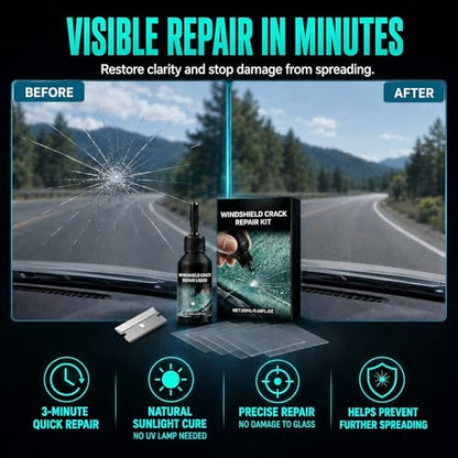 Cracked Windshield Repair Kit for Chips and Cracks, Car Windshield Crack Repair Kit, Glass Repair Liquid for Cracks, Rock Chip Repair Kit Windshield, Windshield Chip Repair Kit. (1)