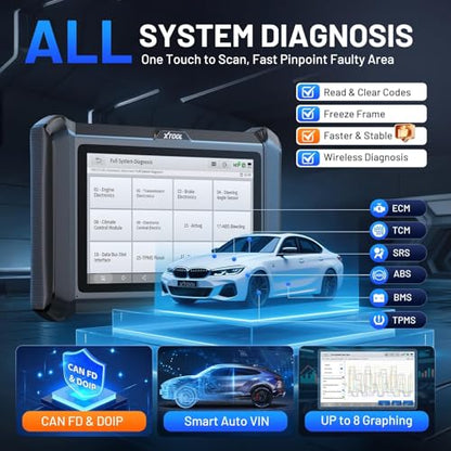 XTOOL D7W OBD2 Scanner Diagnostic Tool: 2026 Wireless Ver. of D7/D7S/D7BT, AI-Assisted Bidirectional Scan Tool with Full System Diagnostic, PMI, ECU Coding, 39+ Resets, CAN FD/DoIP, Scanner for Car