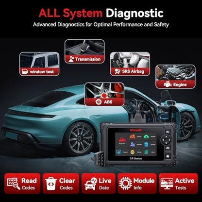 iCarsoft CR Genius(2005) OBD2 Scanner for All Vehicle, All System Scan Tool, Powerful Bidirectional Actuation Test/Full Reset/Battery Test Registration Car Code Reader, Touchscreen, Auto VIN/Scan