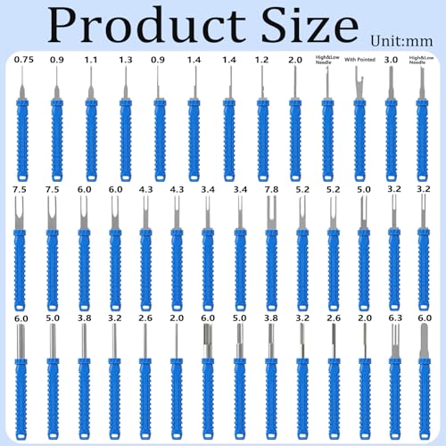 Terminal Removal Tool Kit-41Pcs Depinning Tool with Blow-Molded Case | 41Pcs Depinning Tools Kit Automotive Blue Electrical Pin Removal Tool Kit for Auto Motorcycle Wire Harness and Connectors - color: Blue