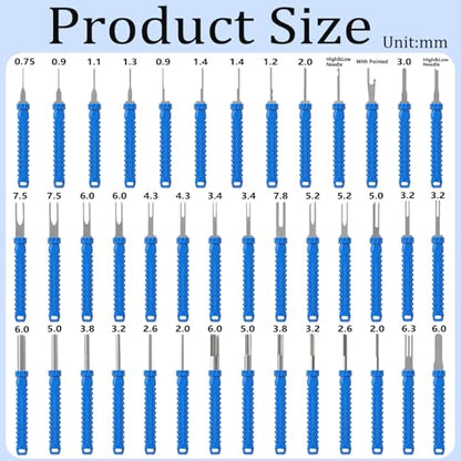Terminal Removal Tool Kit-41Pcs Depinning Tool with Blow-Molded Case | 41Pcs Depinning Tools Kit Automotive Blue Electrical Pin Removal Tool Kit for Auto Motorcycle Wire Harness and Connectors - color: Blue
