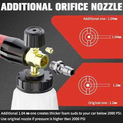 Pressure Washer Gun with Foam Cannon Kit, 1/4" Quick Connect, 5 Spray Nozzles, 1000-4000 PSI Pressure Washer Accessories, M22-14 Adapter & 3/8" Swivel Quick Connector for Car Wash & House Cleaning