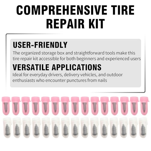SYOWADA Tire Repair Kit, 94 PCS Tire Plug and Sealant Tools for Car Motorcycle and ATV, Complete Flat Tire Fixing Set