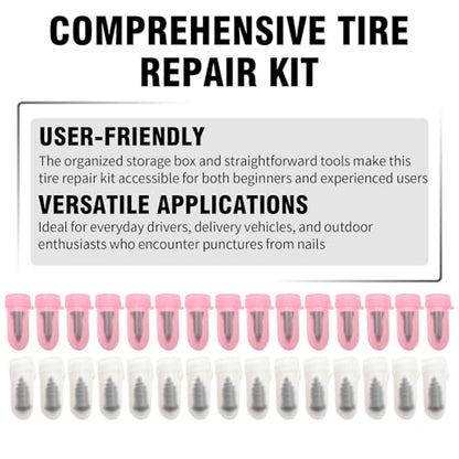 SYOWADA Tire Repair Kit, 94 PCS Tire Plug and Sealant Tools for Car Motorcycle and ATV, Complete Flat Tire Fixing Set