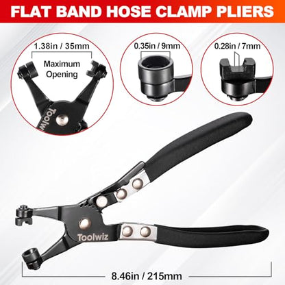 Toolwiz Hose Clamp Pliers Set, 3 Pcs for Ring-Type or Flat-Band Hose Clamp | 27" Long Reach Wire Spring Hose Clamp Plier, Angled Spring Clamp Pliers, Flat Band Hose Clamp Plier - style: 3Pack Hose Clamp Pliers Set