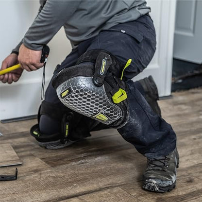 AWP Gel Pro Comfort Hinge Knee Pads | Dual Gel/Foam Padding + Comfort Hinge Design | Non-Marring Cap, Breathable Straps | Jobsite Knee Protection for Flooring, Construction & Landscaping - size: 1 Pair, style: Gel Pro Foam Padding Knee Pads