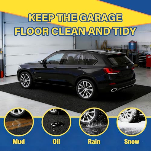 AHEONLAR Oil Spill Mat, 7'4"x17' Waterproof Garage Floor Mats for Under Car, Garage Car Mat Easy to Clean, Oil Change Mat Durable, Washable, Protection from Snow, Rain and Mud for Cars（Black） - size: 7'4"x17'