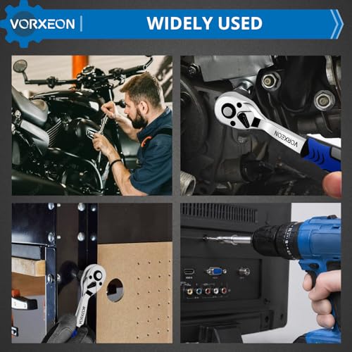 62-Piece 1/4" Drive Sockets with 72-Tooth Ratchet Wrench Set, Metric Sockets 4-14mm, 44 Screwdriver Bits, Universal Joint, Extension Bar, Storage Case - size: 62-PCS 1/4" Socket Ratchet Wrench Set