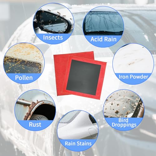 2 Pack Clay Towel Auto Detailing 12 x 12 Inch Fine Grade Clay Bar Towel for Car Detailing Microfiber Car Cloth Cleaner for Cleaning & Release of Paint Contaminants, Red - color: Red