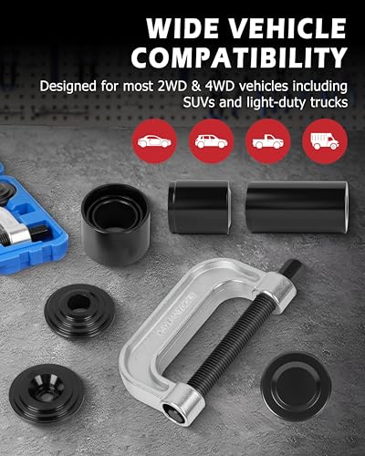 DAYUAN Ball Joint Press & U Joint Removal Tool Kit, Blue Case | 4-in-1 Ball Joint & Brake Anchor Pin Tool, Removes & Installs Ball Joints and Anchor Pins, 2WD & 4WD Vehicles, Forged Steel - color: Blue