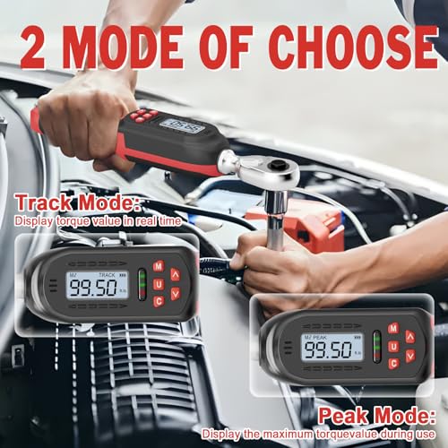 VANPO Digital Torque Wrench 3/8-Inch Drive, 5-99.5 ft-lb, for Motorcycle | 6.8-135Nm, ±2% Accuracy, Electronic Torque Wrench with Preset Value, Buzzer and LED Notification for Automotive & Bicycle - size: 5-99.5 ft-lbs/6.8-135Nm