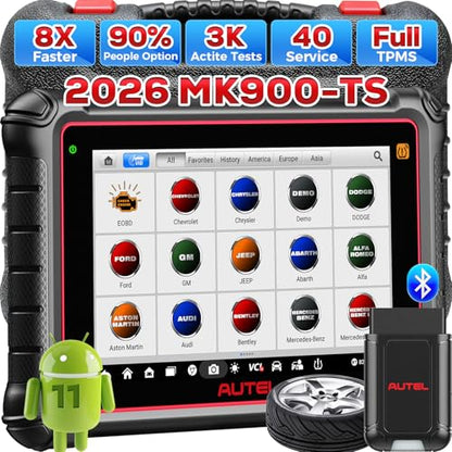 Autel Scanner Maxicom MK900TS, 2026 MK900-TS Up of MS906-TS MX900TS MK808S-TS MK900BT MK900, Top TPMS Program/Relearn, 3000+ Active Test, 40+ Service, CAN FD & DoIP, Bidirectional Scan Tool OS 11.0