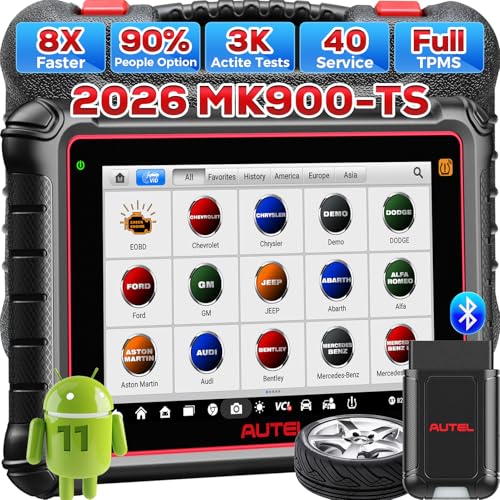 Autel Scanner Maxicom MK900TS, 2026 MK900-TS Up of MS906-TS MX900TS MK808S-TS MK900BT MK900, Top TPMS Program/Relearn, 3000+ Active Test, 40+ Service, CAN FD & DoIP, Bidirectional Scan Tool OS 11.0