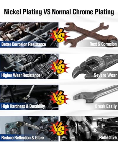 WORKPRO 13 mm Flex-Head Ratcheting Combination Wrench, Cr-V Constructed, Nickel Plating, 72-Teeth, 12 Point Design, Metric - size: 13 mm, style: Nickel Plating