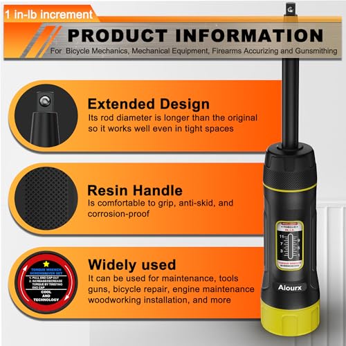Long Shank Torque Screwdriver Set, 1-11 Inch Pounds lbs, 32 Piece 1/4" Drive Torque Screwdriver Wrench with S2 Steel Bits for Bicycle Mechanics, Mechanical Equipment, and Mounting - size: 1-11inch L