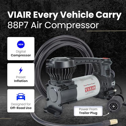 VIAIR Digital EVC88P7 - Portable Air Compressor Tire Inflator for Car, Truck, SUV & RV | Preset Automatic Shut Off Feature | 7-Way Trailer Connector Plug - style: Digital Auto w/Trailer Plug