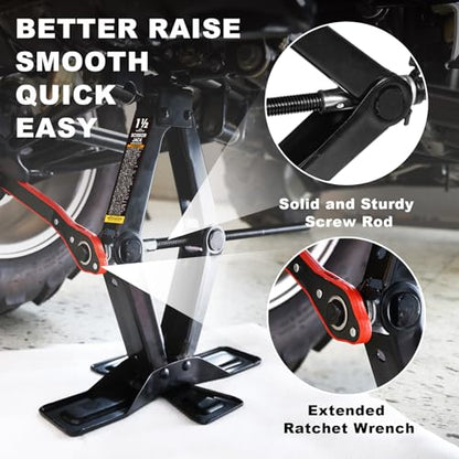 TCE AST10202SU Torin Wide Base Cross Car Scissor Jack: Steel Portable Quick Lift Tire Jacks Include Ratchet Wrench for Car, Truck, Sedans and MPV, 1.5 Ton (3,000 lbs) Capacity, Black - size: 1.5 Ton, style: Deluxe Base