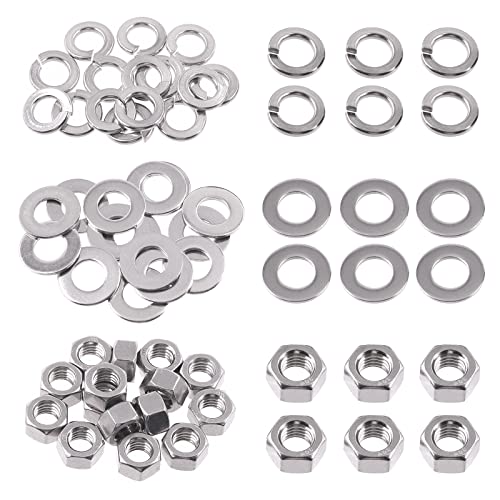 Swpeet 45Pcs Metric 304 Stainless Steel M12 Hex Nuts and M12 Flat Washers with Split Lock Washers Assortment Kit, Coarse Thread Hexagon Nut for Home Automotive Shop Use - size: M12 Hex Nuts & Washers