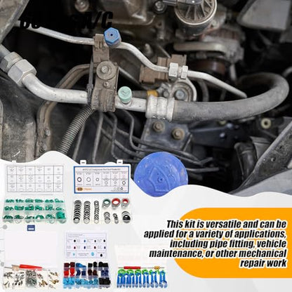 Threlaco 5 Sets/525 Pcs Car A/c Repair Kits with 18 Sizes 270 O-Ring Kit, 102 Valve Cores, 60 Compressor Gaskets, 77 Dust Cap, 39 Valve Core, 16 Ac Fuel Line Disconnect Tool Compatible with R12 R134a