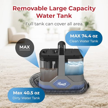 Rosewill Multi-Purpose Portable Carpet and Upholstery Cleaner with 74.4 oz Large Water Tank, Self Cleaning, Powerful Suction 17 KPa Spot Cleaner, 600W Motor, 4 Tools for Pets, Car, Couch and Stairs - color: Gray