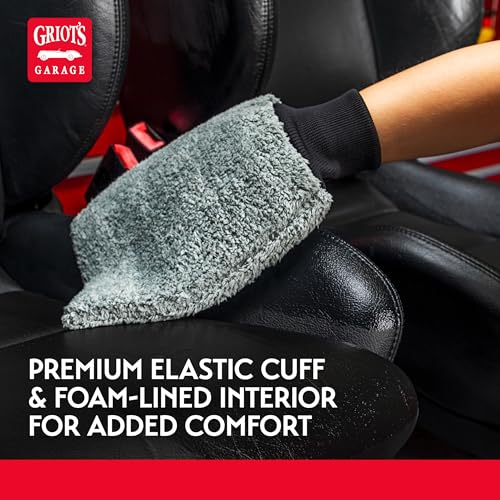 Griot's Garage Microfiber Car Wash Mitt Glove, Cleaning Pad for Interior and Exterior, Auto Detailing Supplies, Small, 8" x 9", 10260