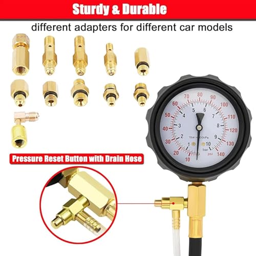 Oil Pressure Gauge Kit 0-140 PSI Compression Diagnostic Gauge | Oil Engine Tester Kit for Automotive Truck Motorcycle Marine Home Garage Workshop Technicians Mechanics