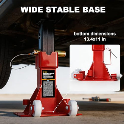 Jack Boss Heavy Duty 22 Ton (44,000 lbs) Jack Stands with Large Base and Strong Lock,Professional Pin Style Car Stands,Easily Moveable Car Lift Stands for Truck,SUV Pick Up, Red - size: 22 Ton Wheeled