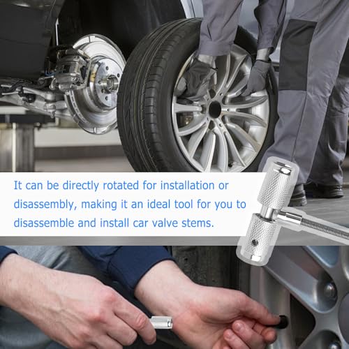 Tire Repair Valve Stem Tool,3 in 1 Steel Valve Stem Puller Fishing Tool with Non-Slip Handle,Universal Valves Stems Installation Tools Car Accessories as Emergency Roadside Kit