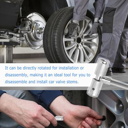 Tire Repair Valve Stem Tool,3 in 1 Steel Valve Stem Puller Fishing Tool with Non-Slip Handle,Universal Valves Stems Installation Tools Car Accessories as Emergency Roadside Kit