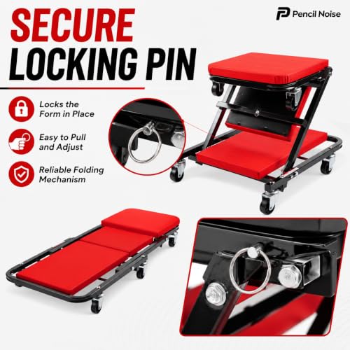 Mechanic Creeper, Foldable Automotive Creeper with 6 Swivel Casters, 36" Low-Profile 2 in 1 Roller Garage Chair Lay Down or Sit, for Father or Husband