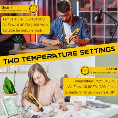600Pcs Heat Shrink Tubing Kit with 350W 2-Temp Mini Heat Gun (5FT) | 2:1 Wire Shrink Wrap Tubing for Wiring Repair Automotive DIY Wiring Repair Crafting Embossing 5FT Power Cord