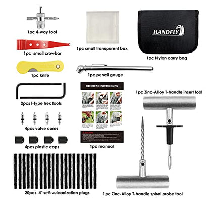 Heavy Duty Tire Repair Kit, 39 Pcs Tire Plug Kit for Car, Motorcycle, Truck, Tractor, Trailer, RV, ATV, ARB, SUV