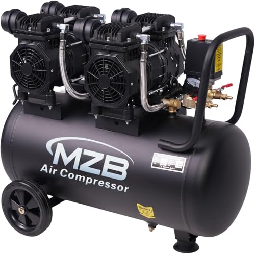 MZB 13.2 Gallon Ultra Quiet Air Compressor 115PSI Steel Tanks 70dB Noise Level Oil Free Air Compressor - size: MZB-1100H-50