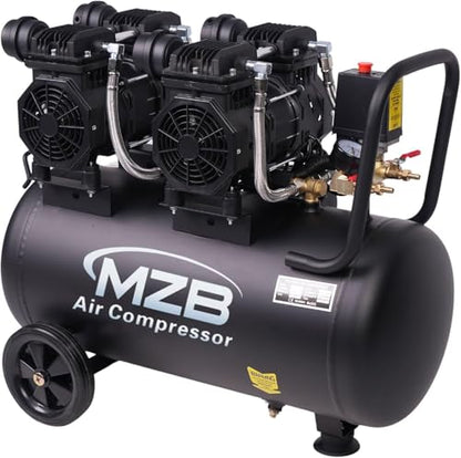 MZB 13.2 Gallon Ultra Quiet Air Compressor 115PSI Steel Tanks 70dB Noise Level Oil Free Air Compressor - size: MZB-1100H-50