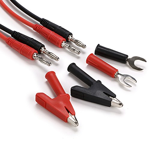 Sumnacon 4 in 1 Banana Plug Alligator Clip Pure Copper Fork Test Lead, 3.3 ft Multimeter Flexible Test Lead Wire Cable with Protective Jack Copper Clamps for Electrical Testing 1000V/15A - size: 3.3 ft