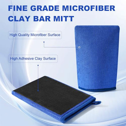 Clay Mitt Auto Detailing 2 Pack, Fine Grade Microfiber Car Clay Bar Mitt, DIY Detail Tool & Kit Car Detailing Alternative (Blue) - color: Blue, size: 2 Pack