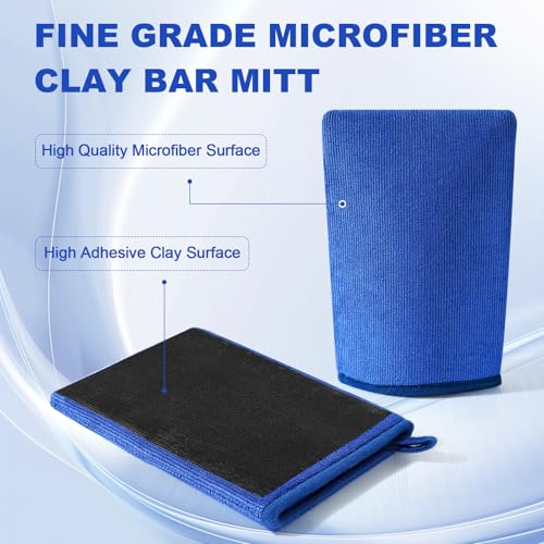 Clay Mitt Auto Detailing 4 Pack, Fine Grade Microfiber Car Clay Bar Mitt, DIY Detail Tool & Kit Car Detailing Alternative (Blue) - color: Blue, size: 4 Pack