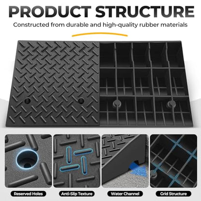 Auto Dynasty Rubber Curb Ramps, 7.9" Lift Height Curbside Driveway Ramp, 4410 LBS/2T Capacity Sidewalk Curb Ramp for Cars Trucks Bikes Motorcycles Wheelchairs, 2 Pack - size: 7.9" Rise
