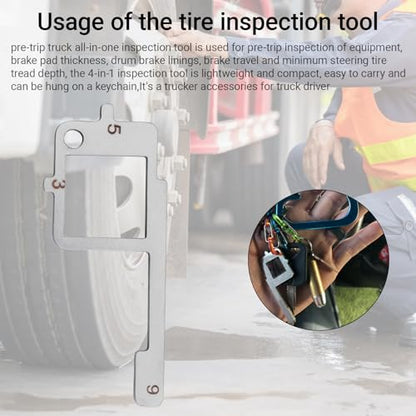 Ziyuan Truck Driver Pre-Trip Inspection Tool - Brake & Tire Check 4-in-1-1 Pack | Truck Brake Inspection Measuring Tool, Tire Inspection Tool,Brake Check Tool,Driver and Mechanic Four in One Inspection Tool - color: 1 pack