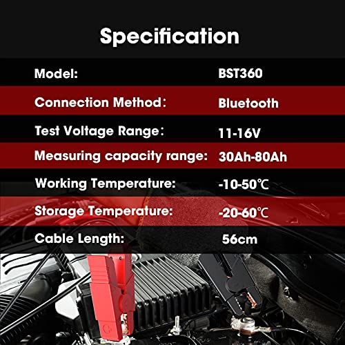 Car Battery Tester, LAUNCH BST360 6V 12V Battery Load Tester Auto Alternator Analyzer for CCA, AGM, GEL Type, Compatible with Android/iPhone/LAUNCH X431 Diagnostic Tools, Bluetooth Connection