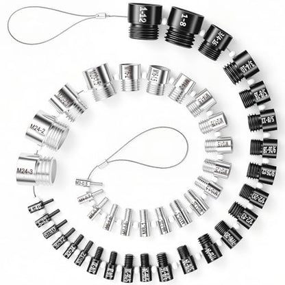 Nut and Bolt Thread Checker 45 Male/Female Thread Gauges (24 SAE/Inch & 21 Metric) Nut and Bolt Thread Size Checker Thread Identifier Gauges for Quickly Identify and Verify - size: 45 Gauges - 24 Inch & 21 Metric