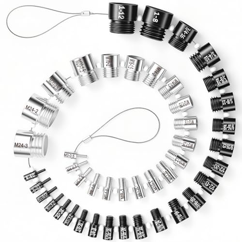 Nut and Bolt Thread Checker 45 Male/Female Thread Gauges (24 SAE/Inch & 21 Metric) Nut and Bolt Thread Size Checker Thread Identifier Gauges for Quickly Identify and Verify - size: 45 Gauges - 24 Inch & 21 Metric