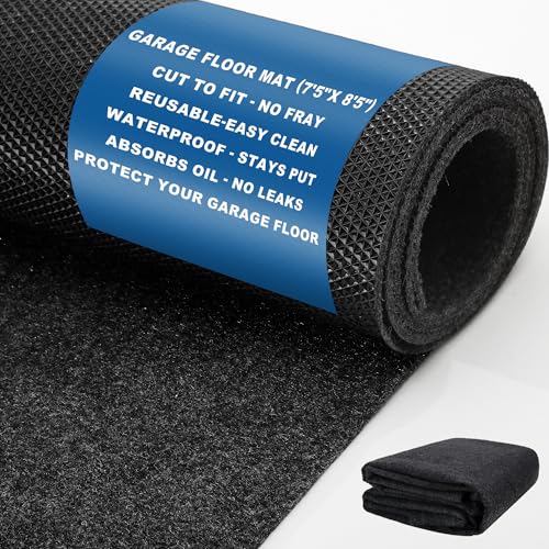 Garage Floor Mats for Under Car 7'5"x 8'5" - Premium Felt + Waterproof Backing Oil Absorbent Non-Slip Reusable Pad for Golf Cart Workshop Small Vehicle Parking Protects Surfaces Transforms Garage - size: 7'5"x 8'5"