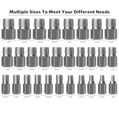 XEWEA 29PCS Screw Extractor Set Hex Head Multi-Spline Easy Out Bolt Extractor Set, Chrome Molybdenum Alloy Steel Rounded Bolt Remover - color: 29pcs