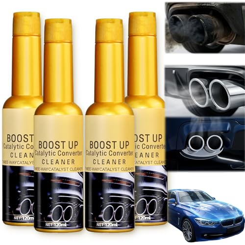 Boost Up Catalytic Convertor Cleaner, Auto Parts Engine, Catalytic Converter Cleaner, Exhaust System Pipe Carbon Removal Cleaner Treatment Additive Oil, fuel injector cleaner Oil Additive(4Pcs*120ml) - color: 4Pcs Catalytic Convertor Cleaner