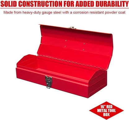 2PCS Portable Tool Box, Metal Tool Box, 4 Non-Slip Foot Pads, Ideal for Trailer, Mechanic, DIY-ers, Car Toolbox, Workshops, Garages, Repair Shops,Red - size: 2P-Red
