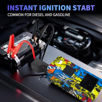 Jump Starter with Air Compressor, 8000A 150PSI Battery Jumper Starter Portable Tire Inflator Pump, 12V Jump Box Car Battery Jump Starter with Smart Jumper Cables, LED Light, LCD Display - size: Standard Version
