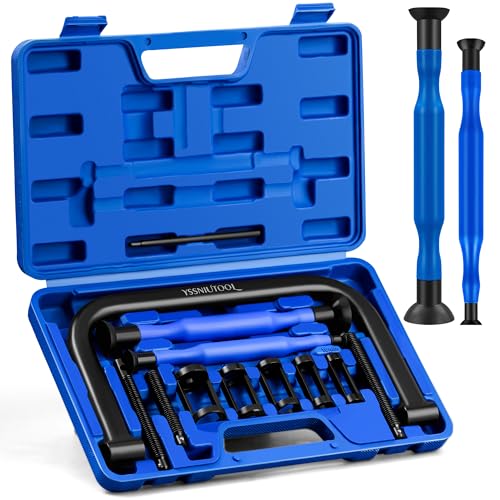 Valve Spring Compressor | 10 Piece Spring Clamp Tool Kit with C Clamp, Collet Pusher Adapters, Extension Rods, and Lever for Car, Motorcycle, ATV, and Small Engine Repairs (Blue) - color: BLUE