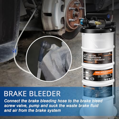 YSTOOL 6.5L Pneumatic and Manual Fluid Extractor Pump Set with Oil Vacuum Change Evacuator, Extension Tubes and Brake Bleeding Hose for Automotive Agricultural Machinery